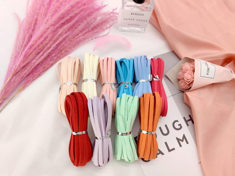 PAMIR TONG Faux Suede Leather Cord String for Jewerly Making 5mm 100 Yards Assorted Color Bracelet String Flat Thin Leather Lace Thread for Necklace-Chocker & DIY Projects - Image 2